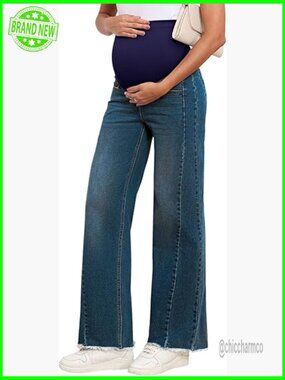 Maternity Straight Leg Jeans Stretchy Denim Ripped Boyfriend Fit